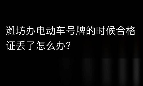 潍坊办电动车号牌的时候合格证丢了怎么办？