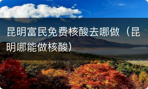 昆明富民免费核酸去哪做（昆明哪能做核酸）
