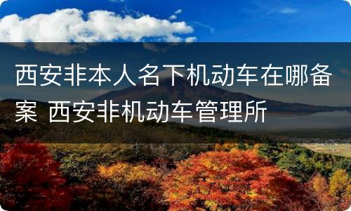 西安非本人名下机动车在哪备案 西安非机动车管理所
