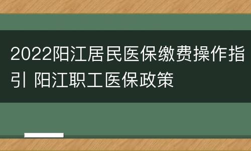 2022阳江居民医保缴费操作指引 阳江职工医保政策