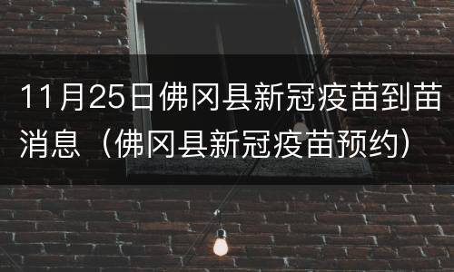 11月25日佛冈县新冠疫苗到苗消息（佛冈县新冠疫苗预约）