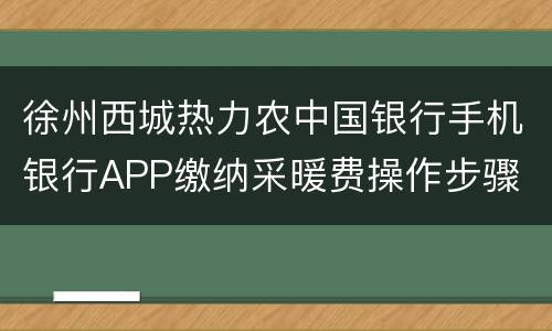 徐州西城热力农中国银行手机银行APP缴纳采暖费操作步骤