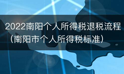 2022南阳个人所得税退税流程（南阳市个人所得税标准）