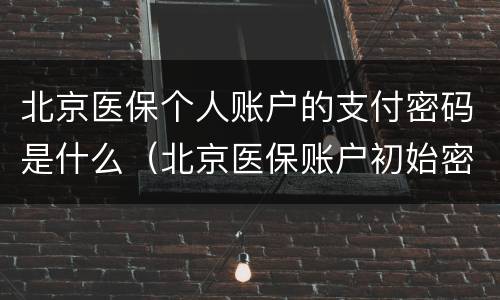 北京医保个人账户的支付密码是什么（北京医保账户初始密码）