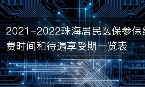 2021-2022珠海居民医保参保缴费时间和待遇享受期一览表