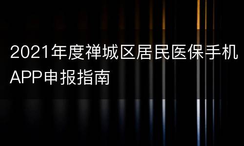 2021年度禅城区居民医保手机APP申报指南