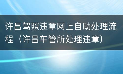 许昌驾照违章网上自助处理流程（许昌车管所处理违章）