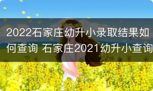 2022石家庄幼升小录取结果如何查询 石家庄2021幼升小查询录取结果