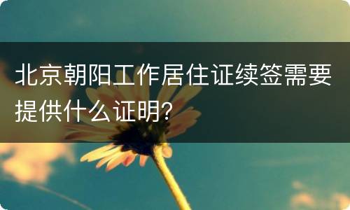 北京朝阳工作居住证续签需要提供什么证明？