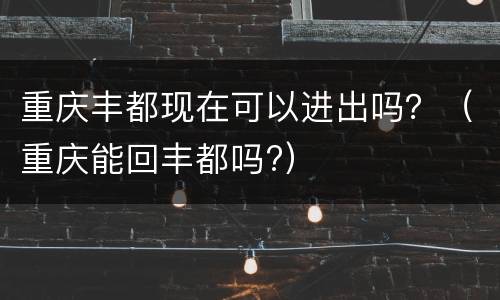 重庆丰都现在可以进出吗？（重庆能回丰都吗?）