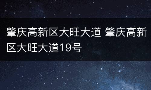 肇庆高新区大旺大道 肇庆高新区大旺大道19号