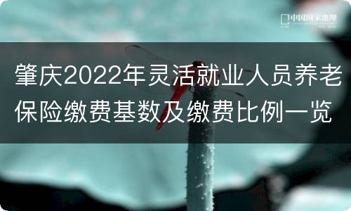 肇庆2022年灵活就业人员养老保险缴费基数及缴费比例一览
