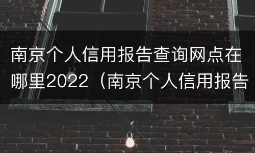南京个人信用报告查询网点在哪里2022（南京个人信用报告查询网点在哪里2022年）