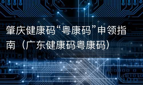 肇庆健康码“粤康码”申领指南（广东健康码粤康码）
