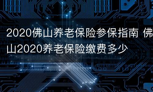 2020佛山养老保险参保指南 佛山2020养老保险缴费多少