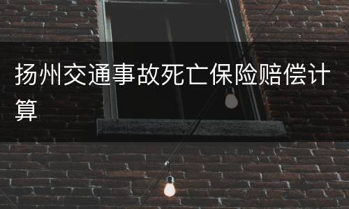 扬州交通事故死亡保险赔偿计算