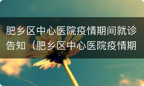 肥乡区中心医院疫情期间就诊告知（肥乡区中心医院疫情期间就诊告知单）