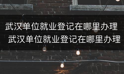 武汉单位就业登记在哪里办理 武汉单位就业登记在哪里办理的