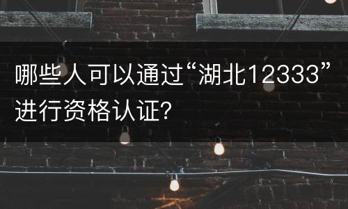 哪些人可以通过“湖北12333”进行资格认证？