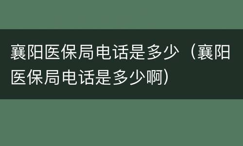 襄阳医保局电话是多少（襄阳医保局电话是多少啊）