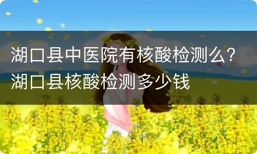 湖口县中医院有核酸检测么? 湖口县核酸检测多少钱