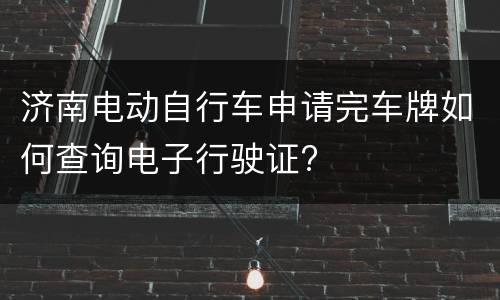济南电动自行车申请完车牌如何查询电子行驶证?