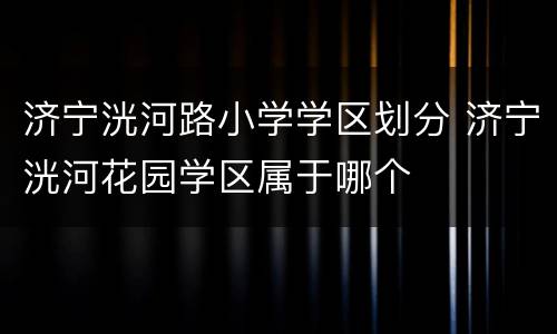 济宁洸河路小学学区划分 济宁洸河花园学区属于哪个