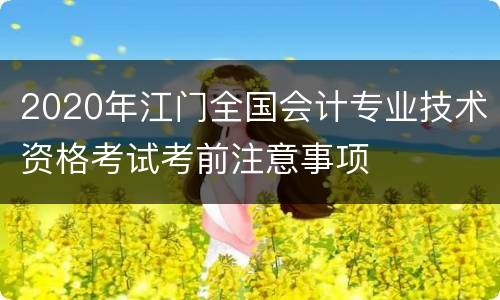 2020年江门全国会计专业技术资格考试考前注意事项