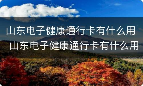 山东电子健康通行卡有什么用 山东电子健康通行卡有什么用