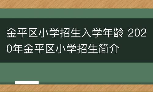 金平区小学招生入学年龄 2020年金平区小学招生简介