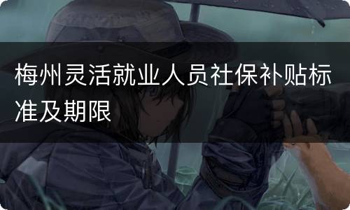 梅州灵活就业人员社保补贴标准及期限