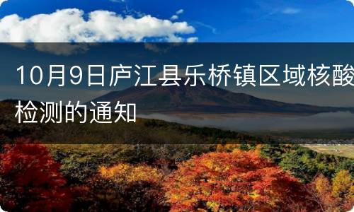 10月9日庐江县乐桥镇区域核酸检测的通知