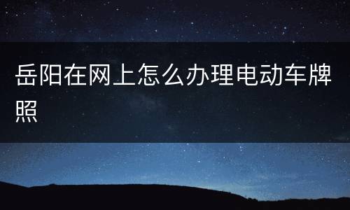 岳阳在网上怎么办理电动车牌照