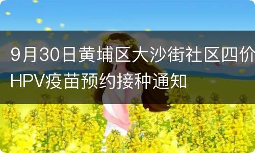 9月30日黄埔区大沙街社区四价HPV疫苗预约接种通知