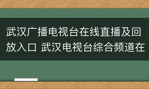 武汉广播电视台在线直播及回放入口 武汉电视台综合频道在线直播