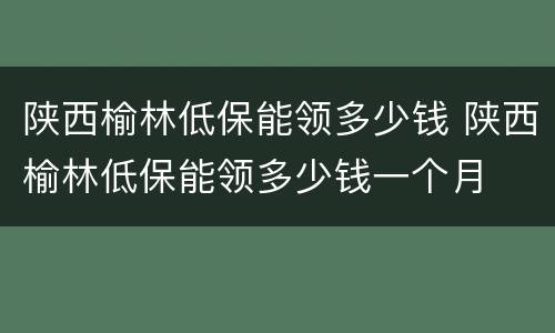 陕西榆林低保能领多少钱 陕西榆林低保能领多少钱一个月