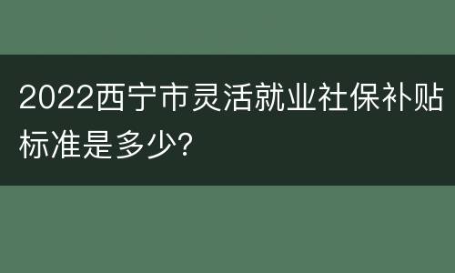 2022西宁市灵活就业社保补贴标准是多少？
