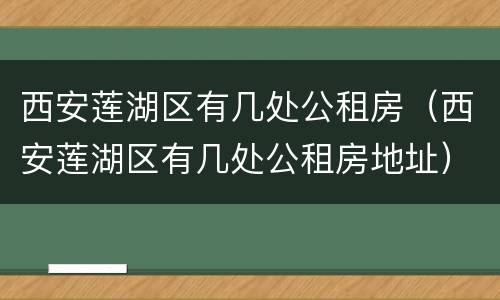西安莲湖区有几处公租房（西安莲湖区有几处公租房地址）