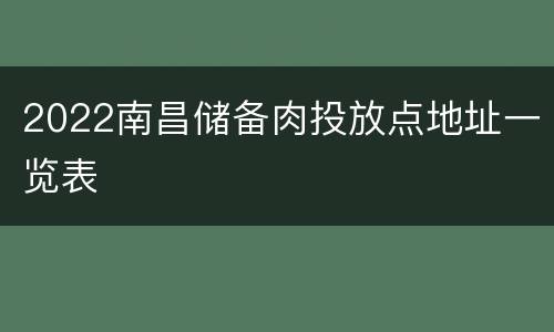 2022南昌储备肉投放点地址一览表