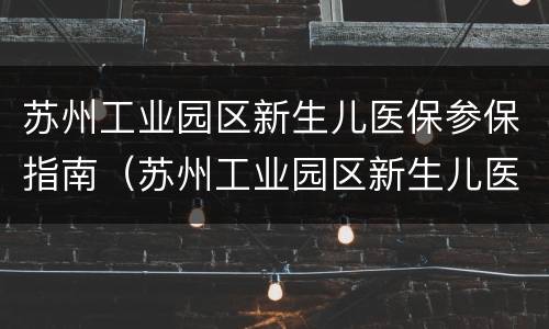苏州工业园区新生儿医保参保指南（苏州工业园区新生儿医保卡在哪里办）