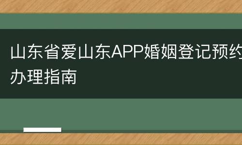 山东省爱山东APP婚姻登记预约办理指南