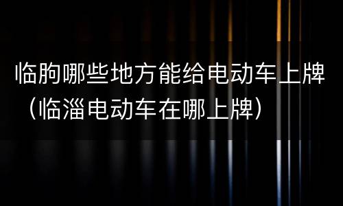 临朐哪些地方能给电动车上牌（临淄电动车在哪上牌）