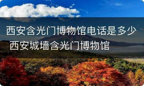 西安含光门博物馆电话是多少 西安城墙含光门博物馆