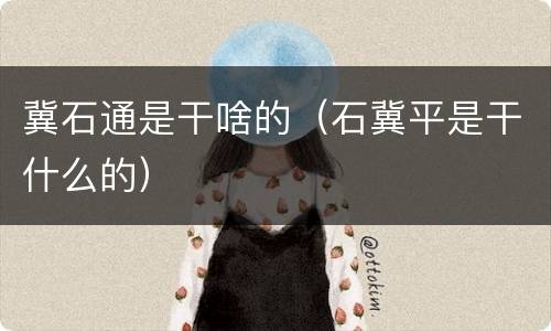 冀石通是干啥的（石冀平是干什么的）