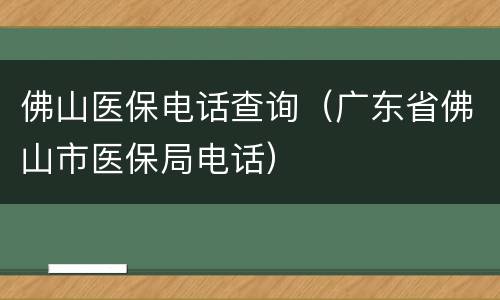 佛山医保电话查询（广东省佛山市医保局电话）