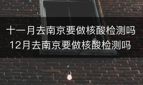 十一月去南京要做核酸检测吗 12月去南京要做核酸检测吗