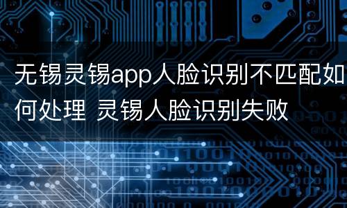 无锡灵锡app人脸识别不匹配如何处理 灵锡人脸识别失败