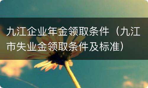 九江企业年金领取条件（九江市失业金领取条件及标准）