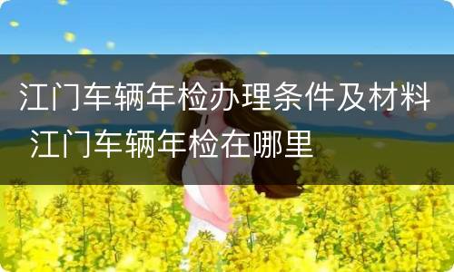 江门车辆年检办理条件及材料 江门车辆年检在哪里