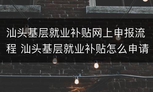 汕头基层就业补贴网上申报流程 汕头基层就业补贴怎么申请